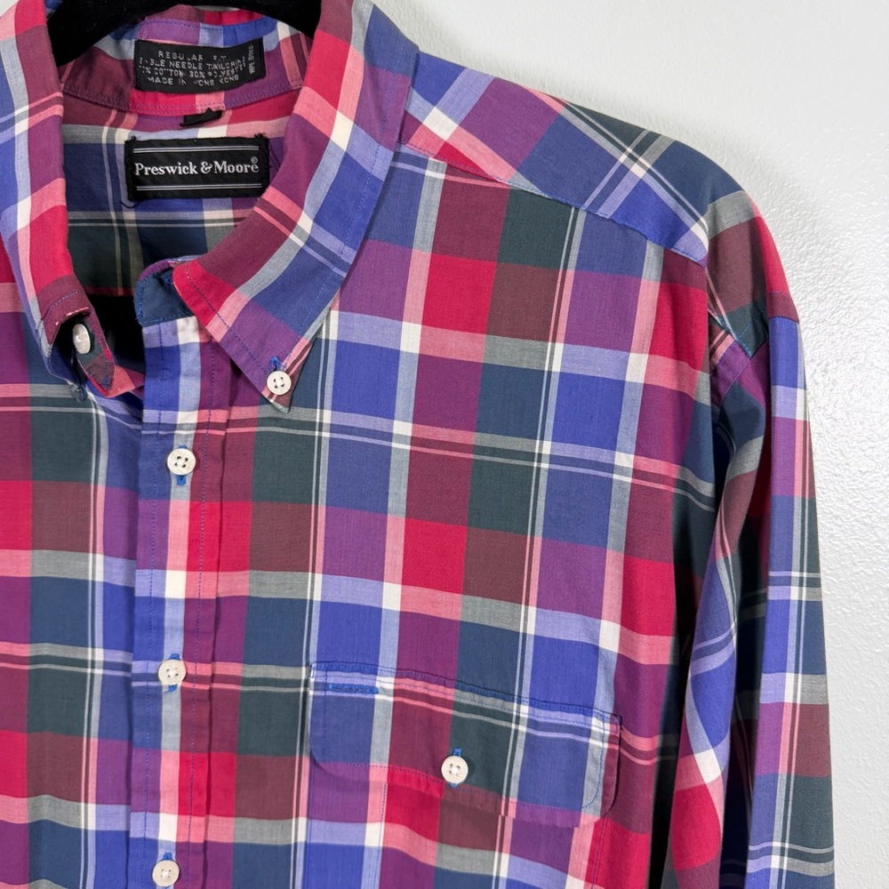 Preswick & Moore Men's‎ Red and Blue Plaid Shirt XL